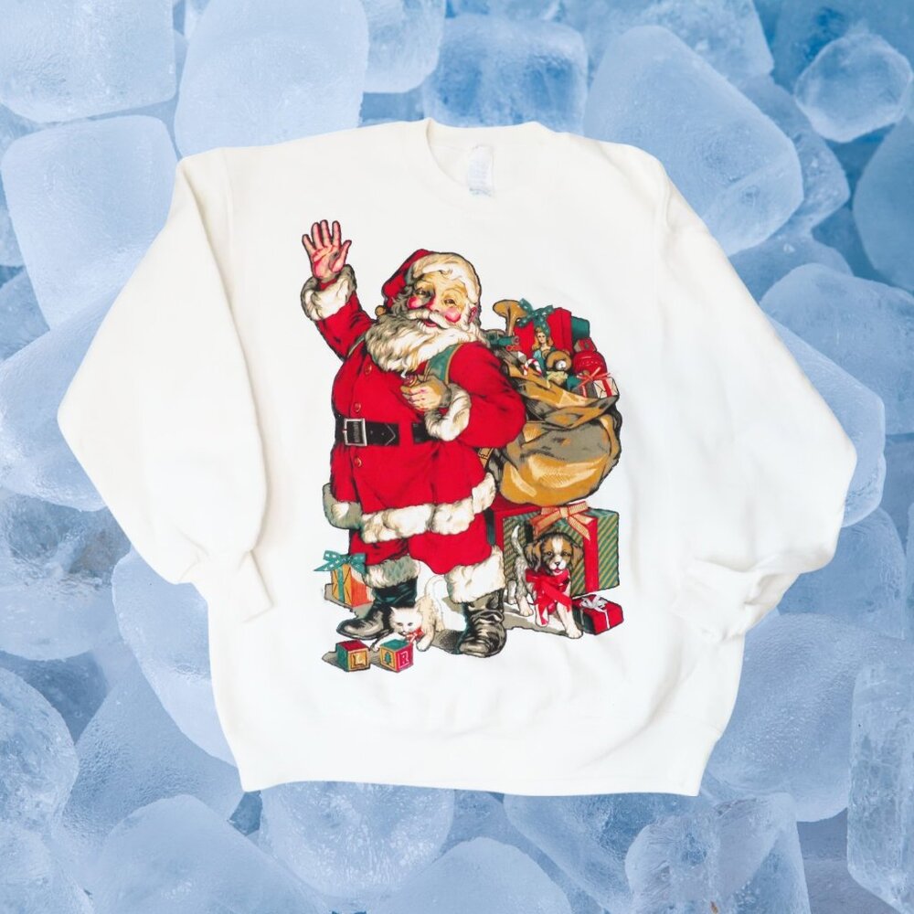 Vintage Santa Clause Christmas Sweatshirt Size XL Made USA